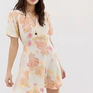 Free People Hawaii Mini Dress in Cream Size Large